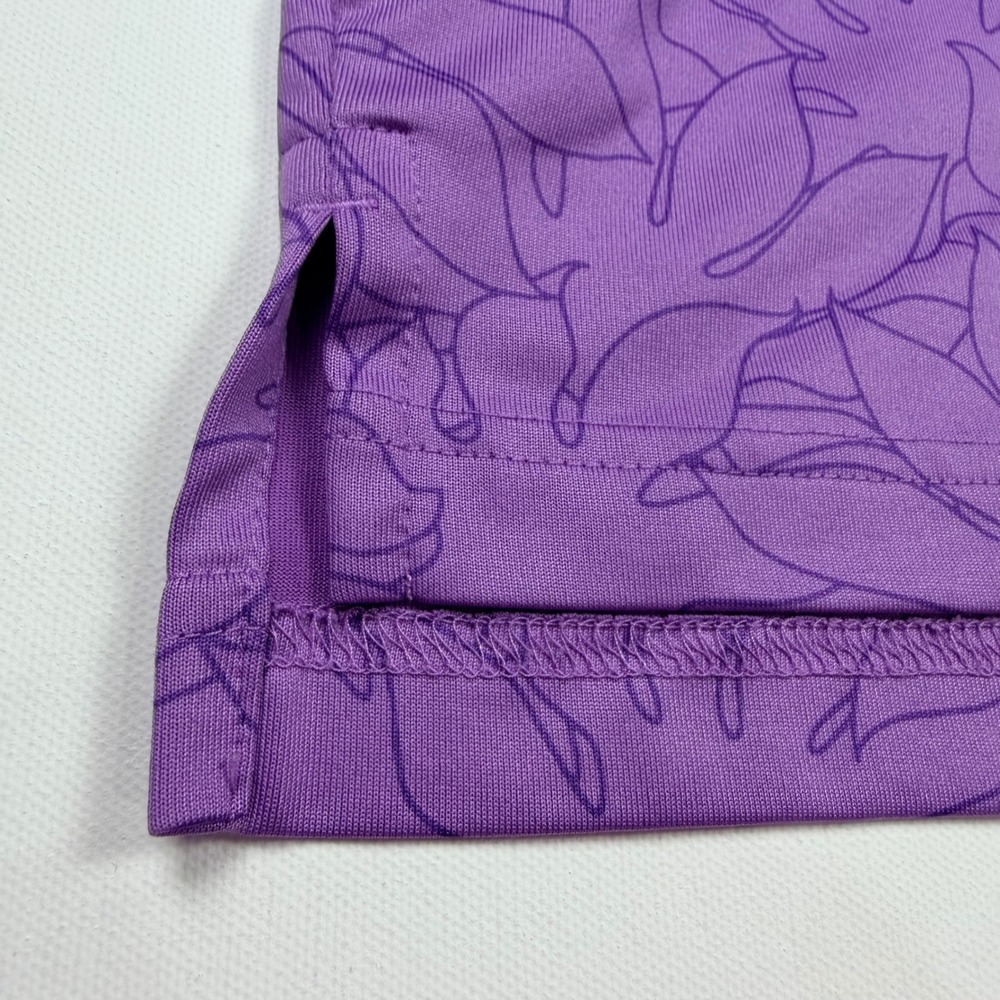 Dunning Golf Polo Shirt Mens Large Purple Excellent Floral Performance - Picture 3 of 11